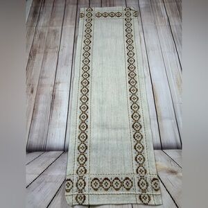 Vintage Elegant Cream and Brown Table Runner. Made in West Germany. Boho.
